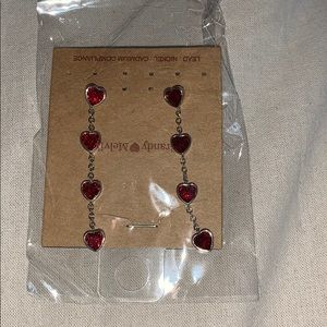 Brandy Melville red heart dangle earrings
